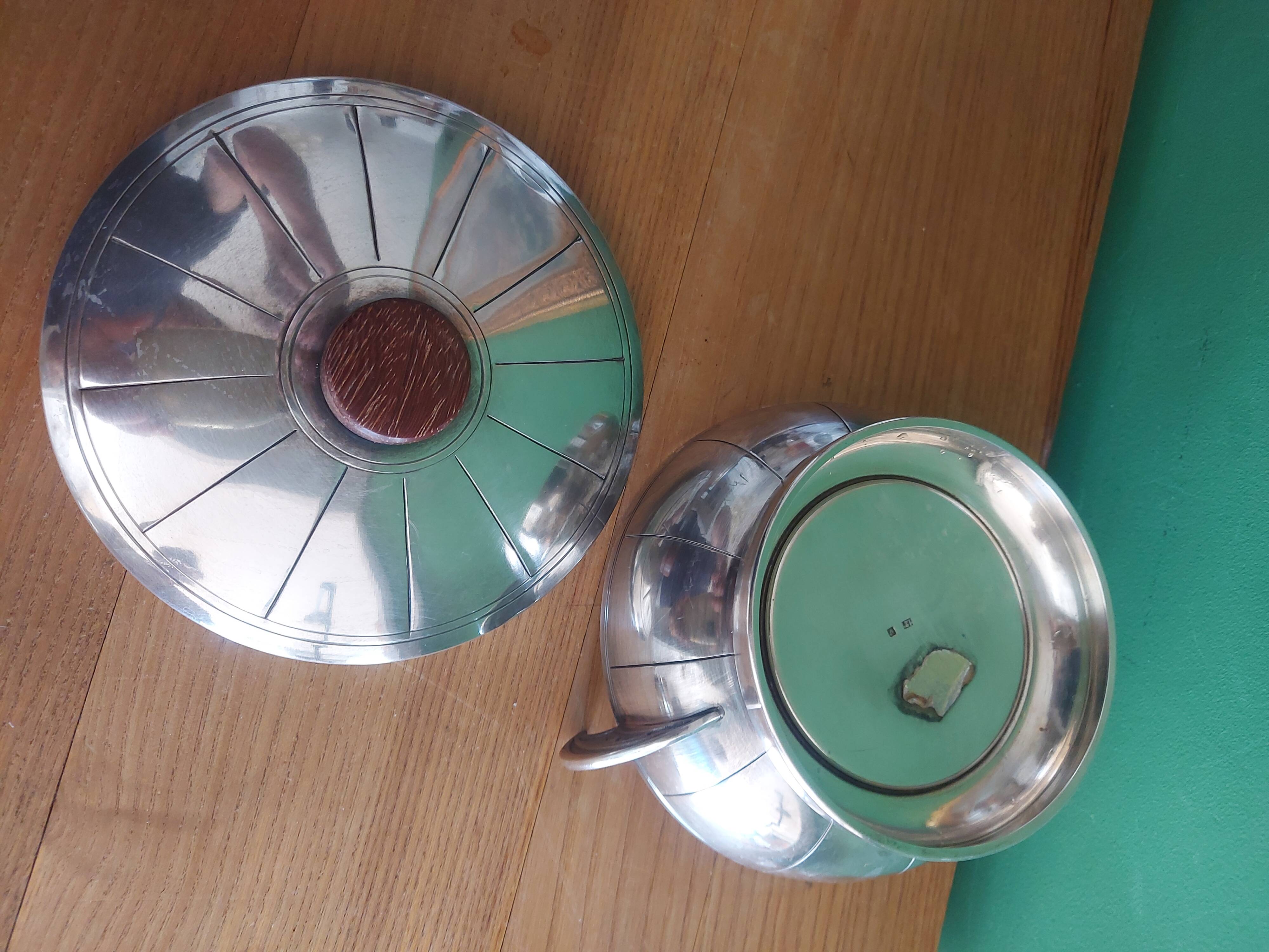 Art Deco sugar cream in silver metal