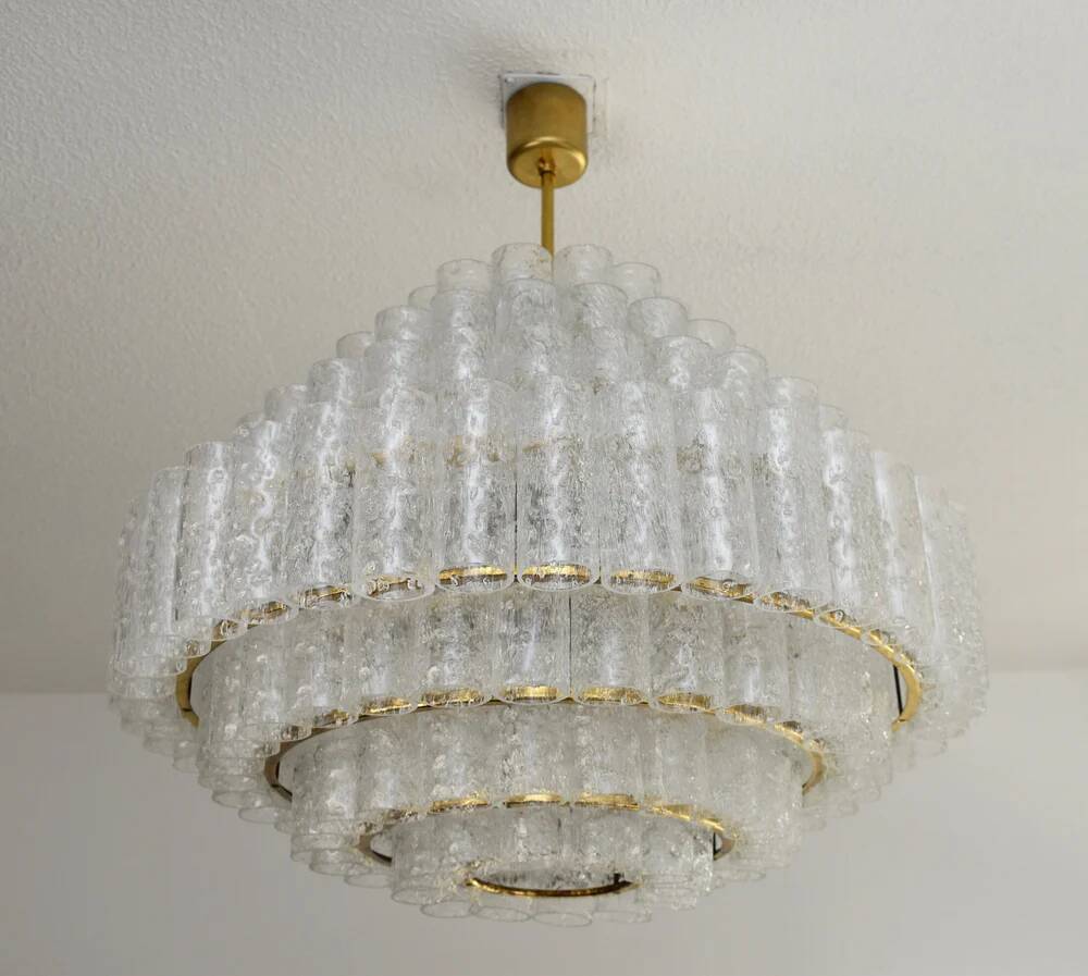 Mid-Century Murano Glass 7-Tier Ball Chandelier, Doria Leuchten