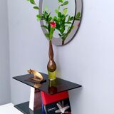 Postmodern Chromed Metal Console Table with Two Smoked Glass Shelves, Italy