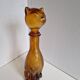 Vintage Empoli Amber Glass Cat Shaped Bottle