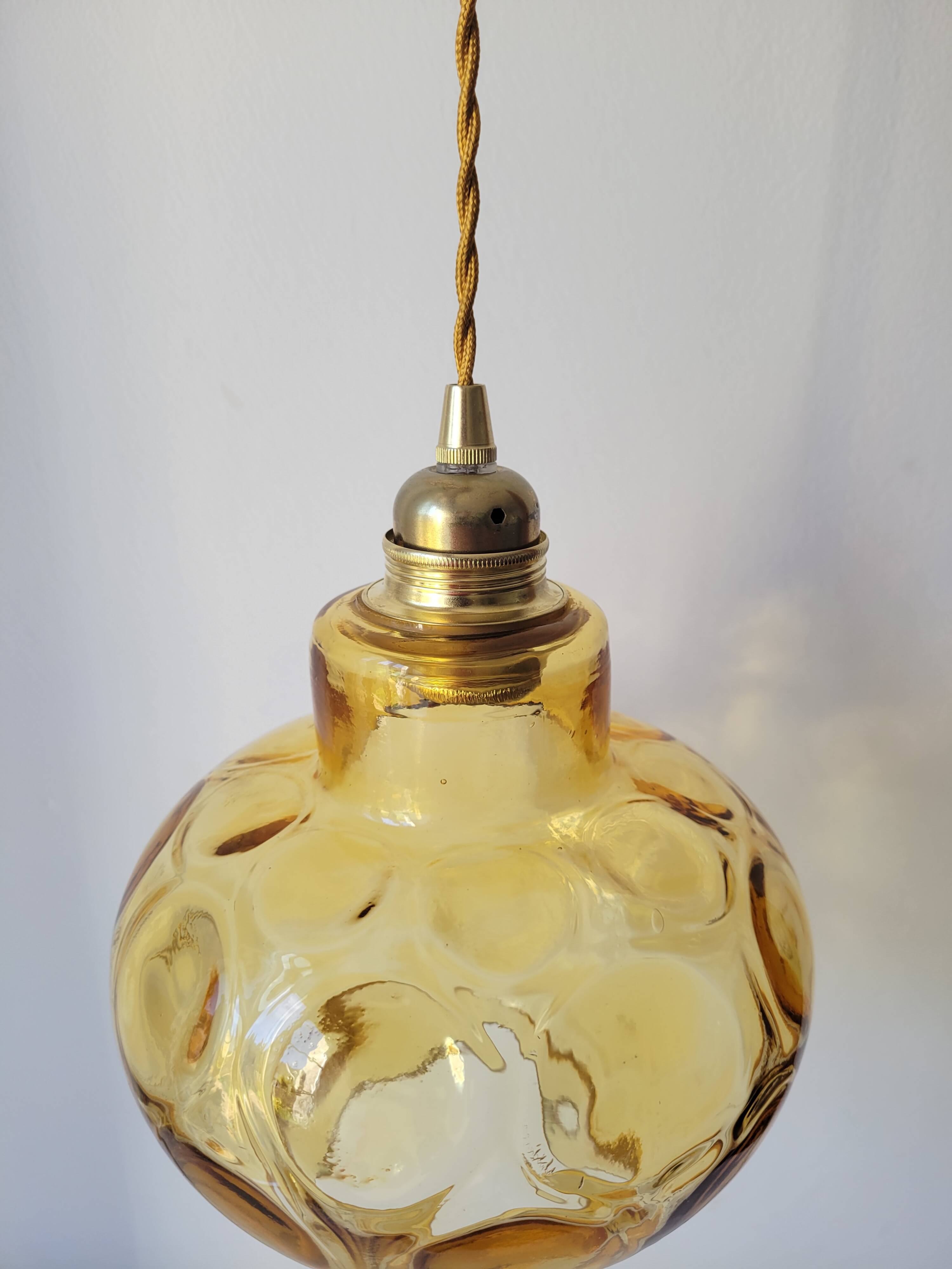 Amber faceted glass pendant light