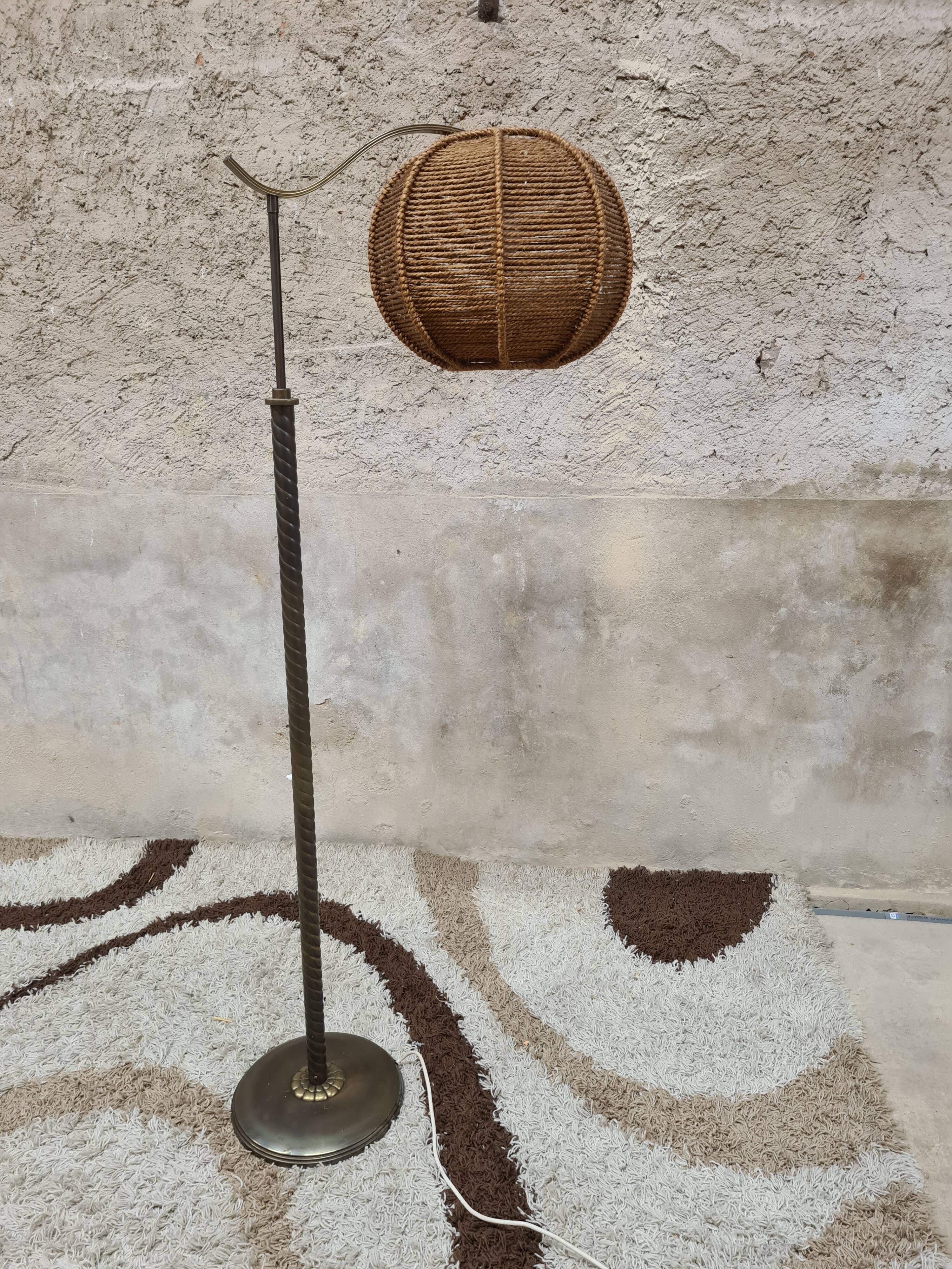 Lampe cordage vintage, années 60