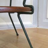 Round coffee table solid wood and vintage metal