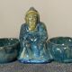 SALERON DOUBLE MONK IN FLAMED STONEWARE FROM RAMBERVILLERS TABLE ART