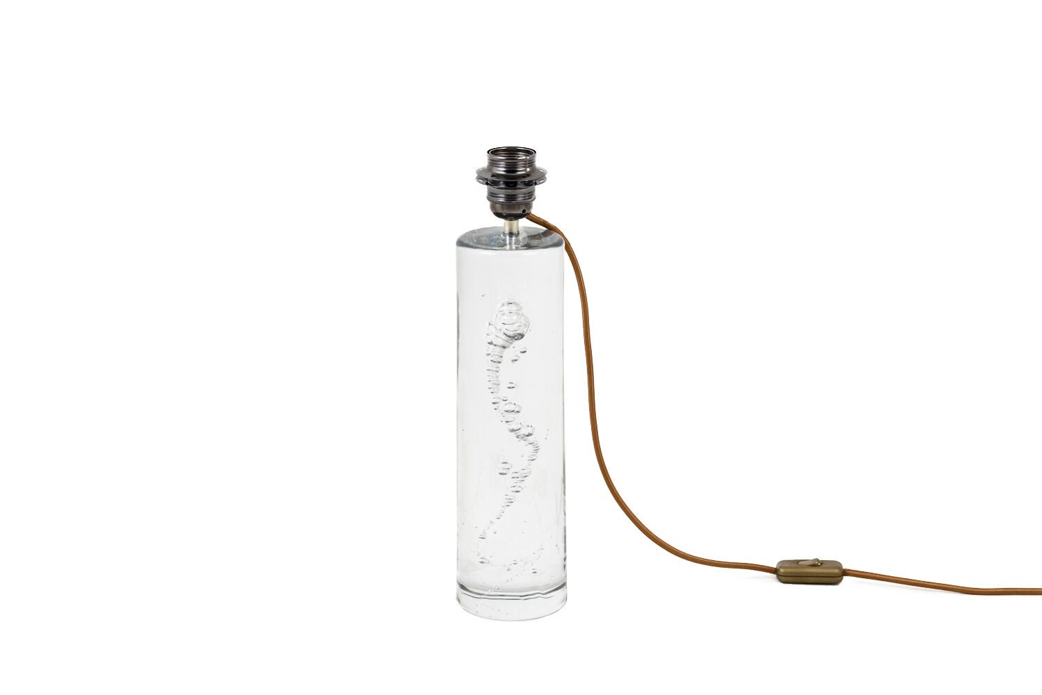 Daum France, bubble glass cylindrical lamp, circa 1975