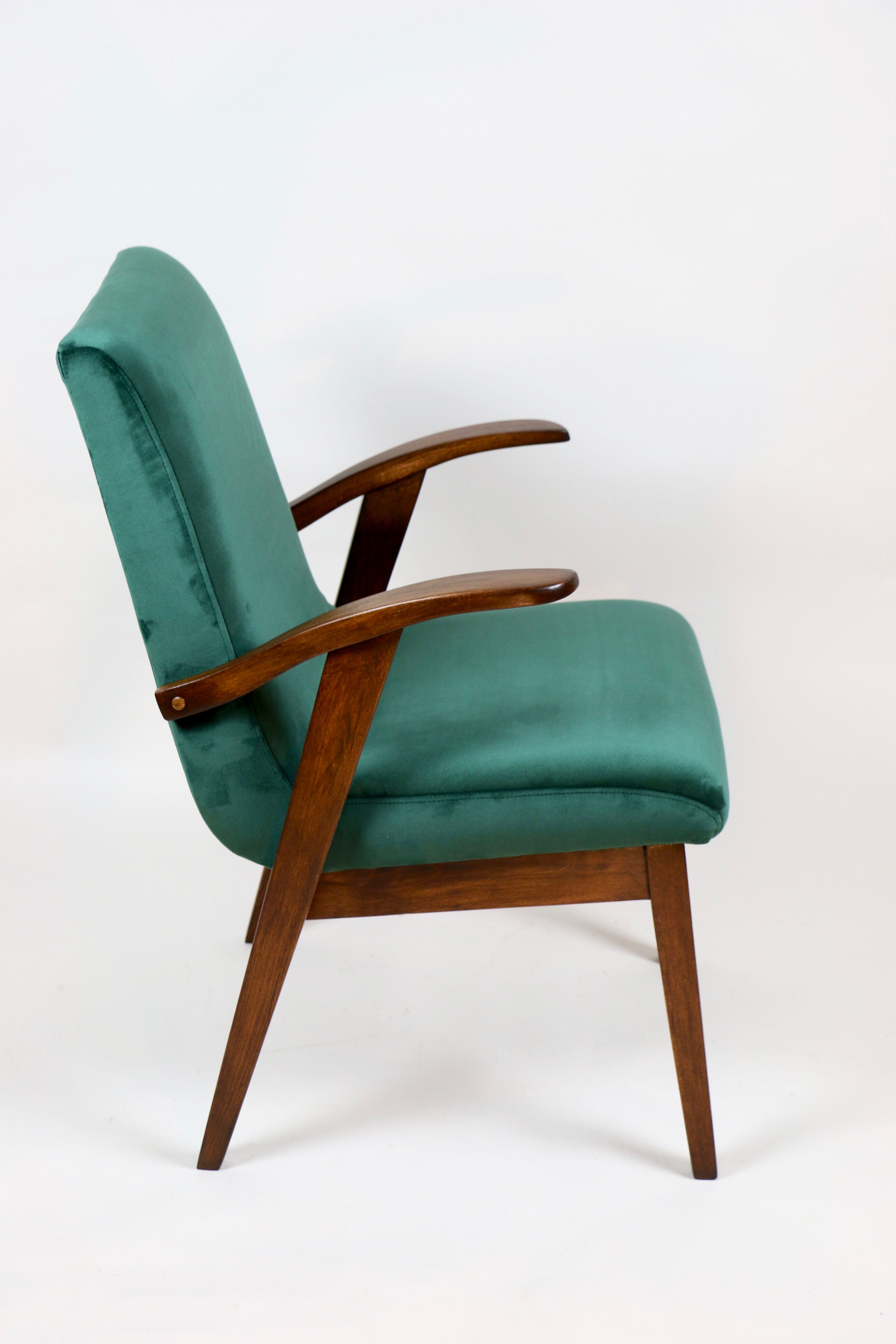 Fauteuil en velours vert d’années 1970
