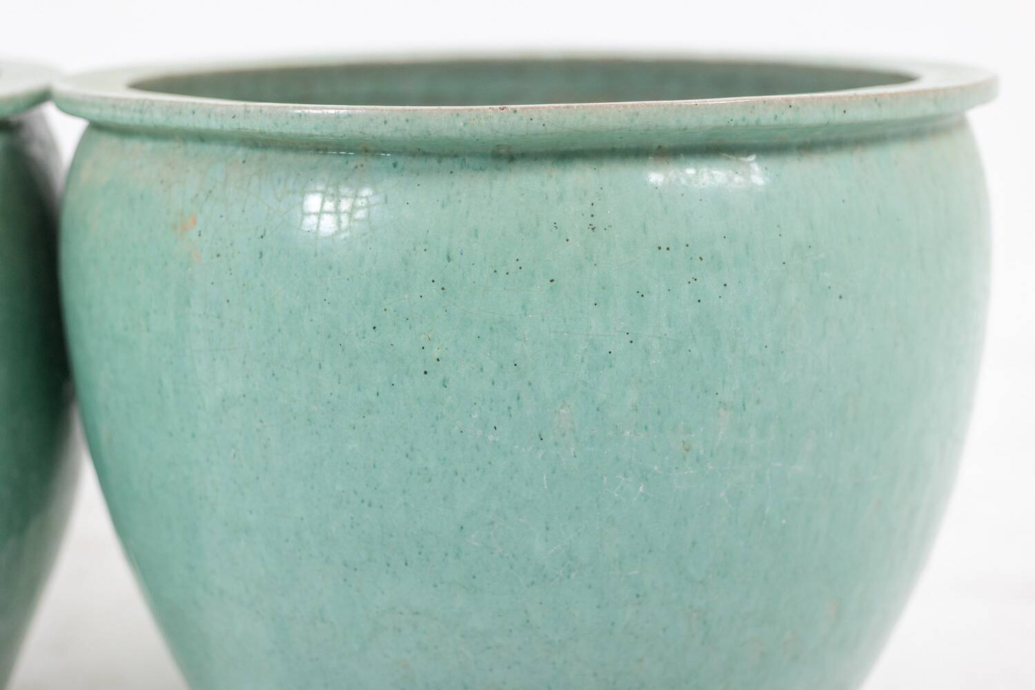 Pair of large glazed terracotta planters. 1950s.