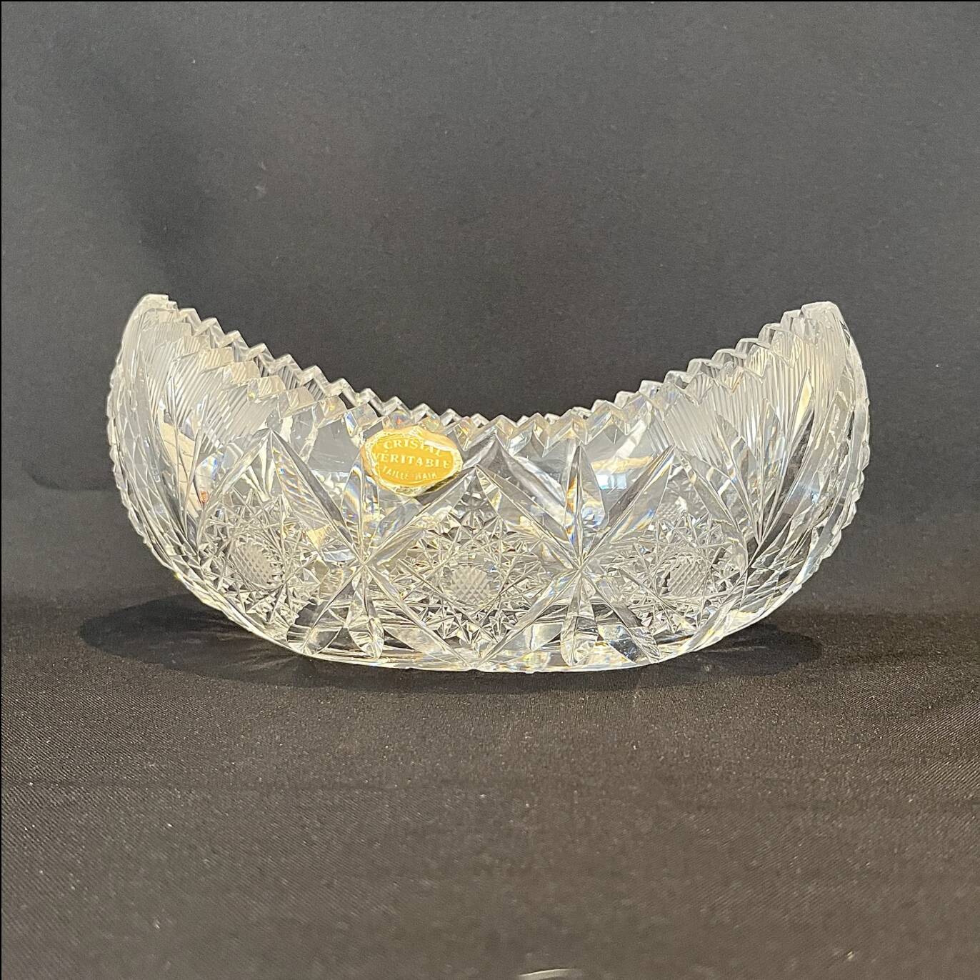 Oval salad bowl in cut crystal from Lorraine 1960 - crystal fruit bowl