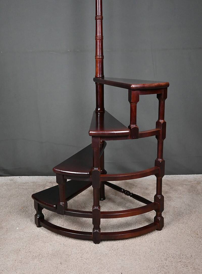 Library Staircase in Stained Beech – 20th Century