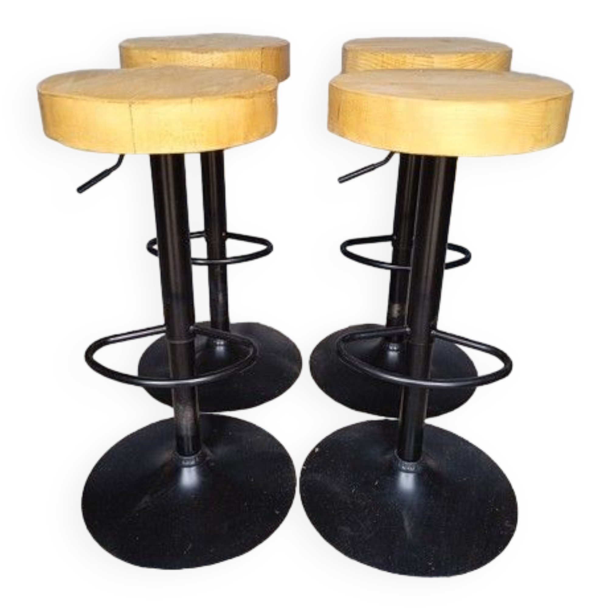 4 high bar stools wood and metal