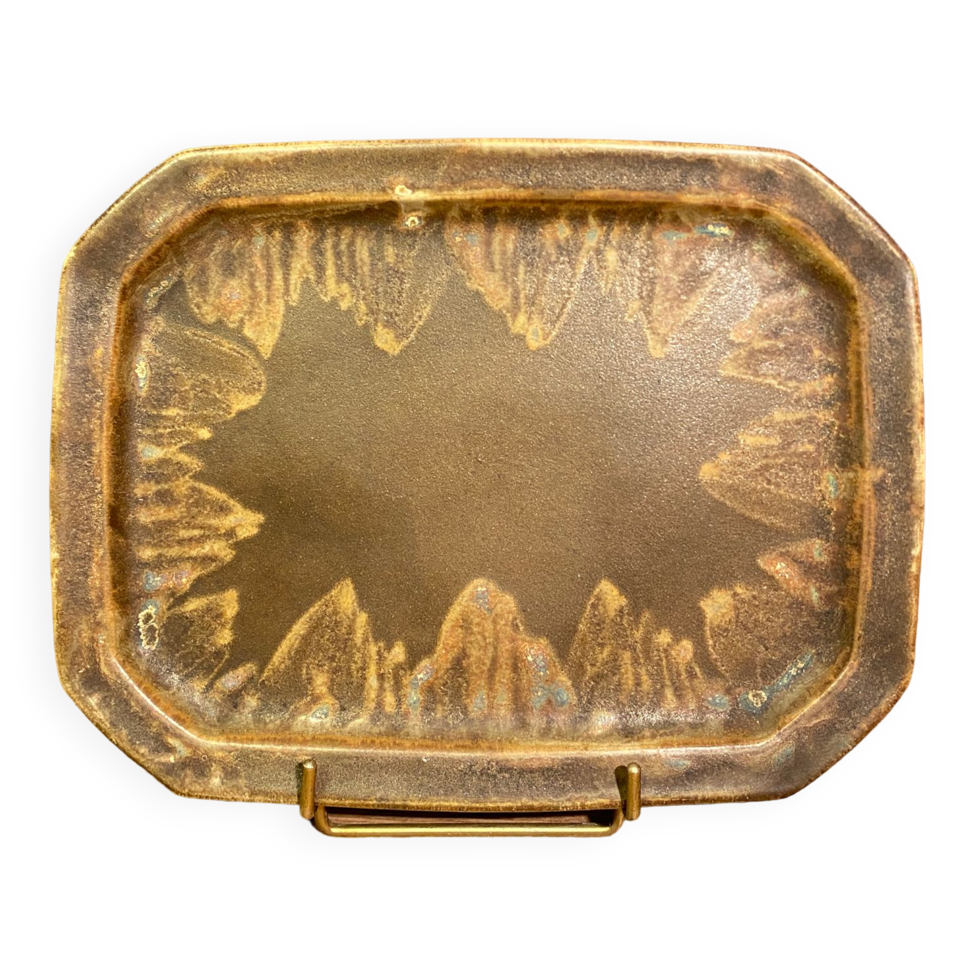 Plateau rectangulaire en céramique Art Déco signé Denbac