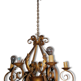 Lustre en fer patiné doré
