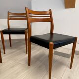 Lot 6 Scandinavian chairs year 60/70 beech and imitation leather