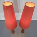 Mid-Century Filigree Danish Teak Table Lamps, 1950s, Set of 2