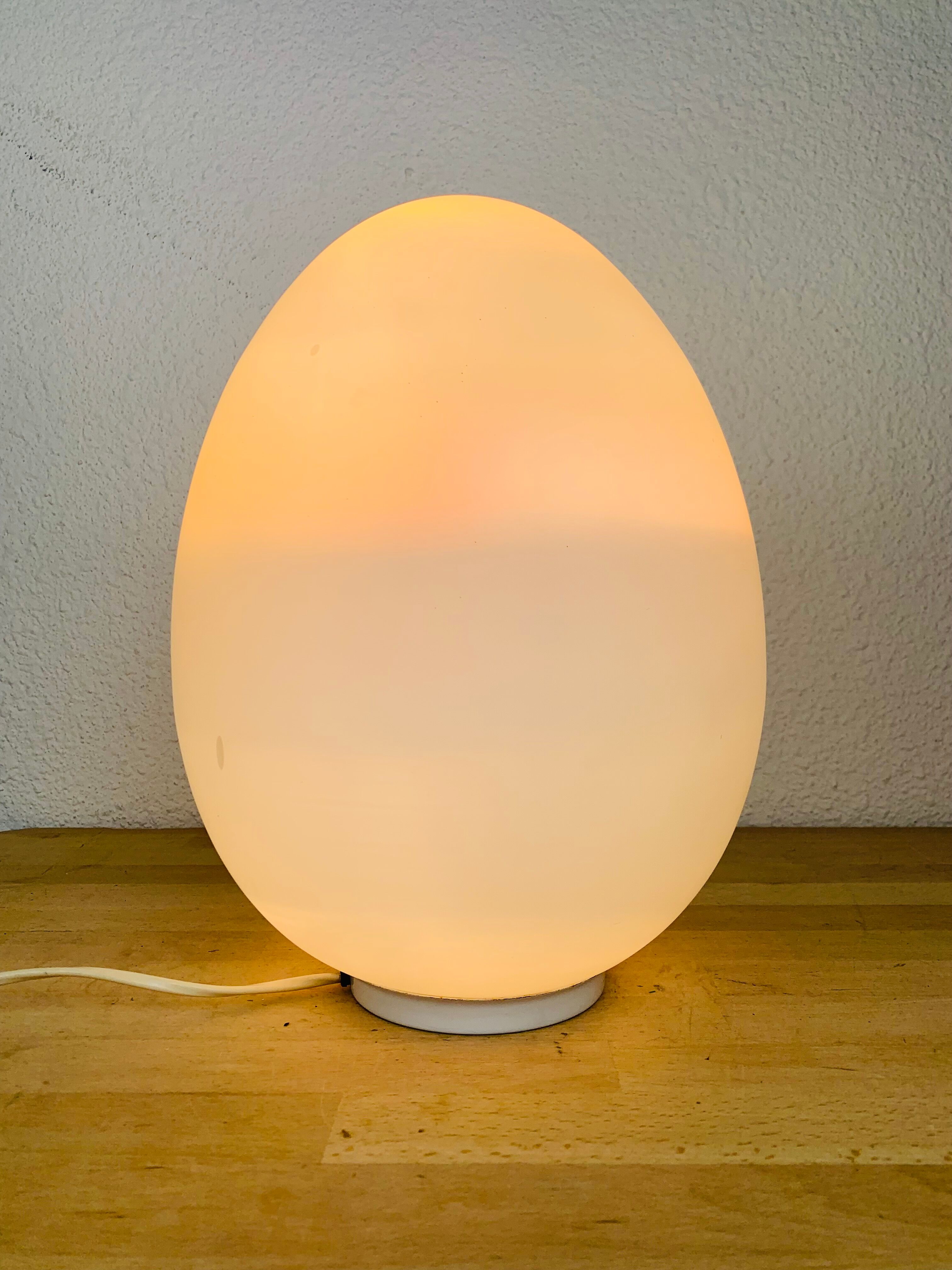 Domec egg lamp, white glass, 70s