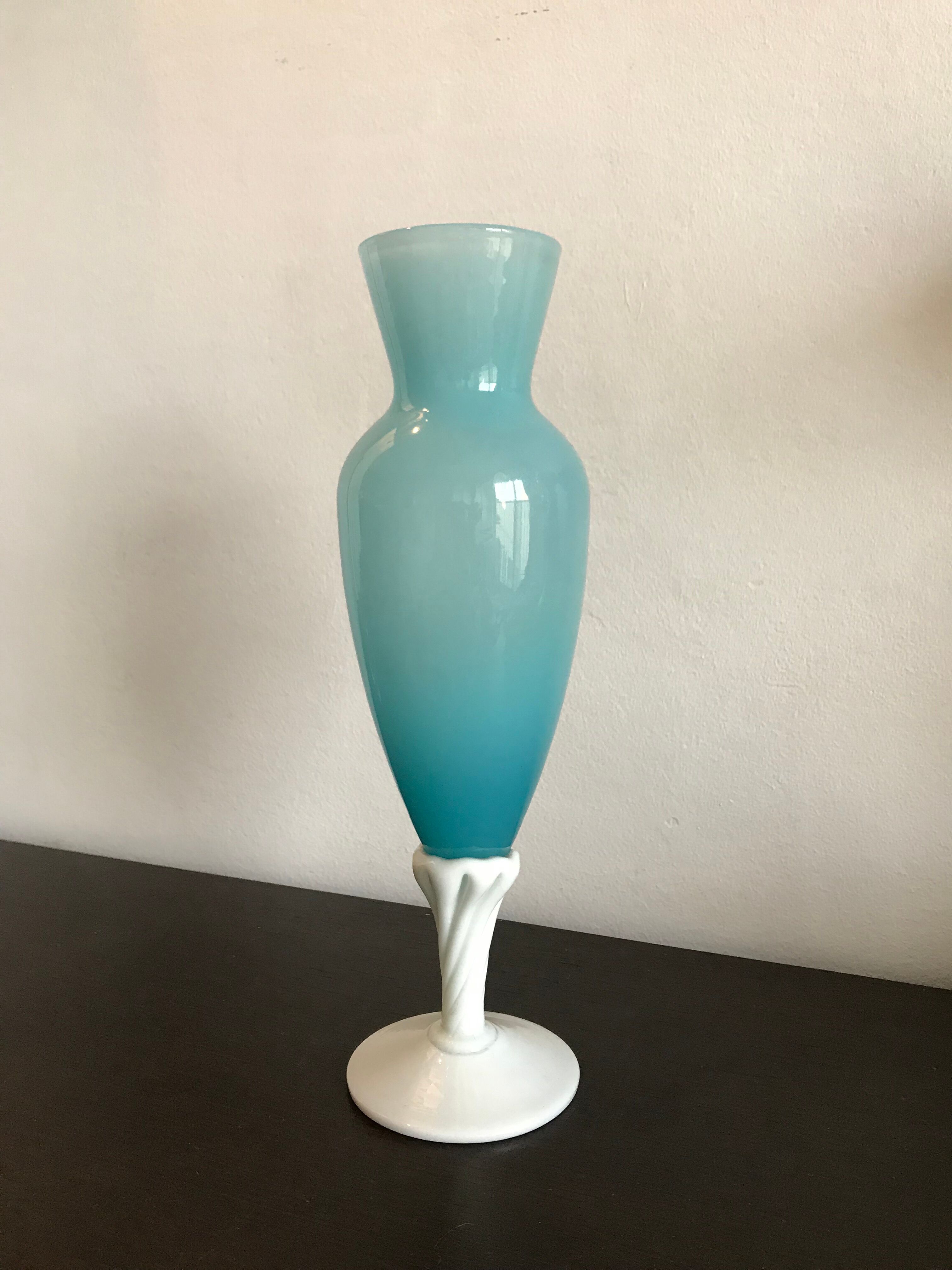 Vintage vase in blue opaline