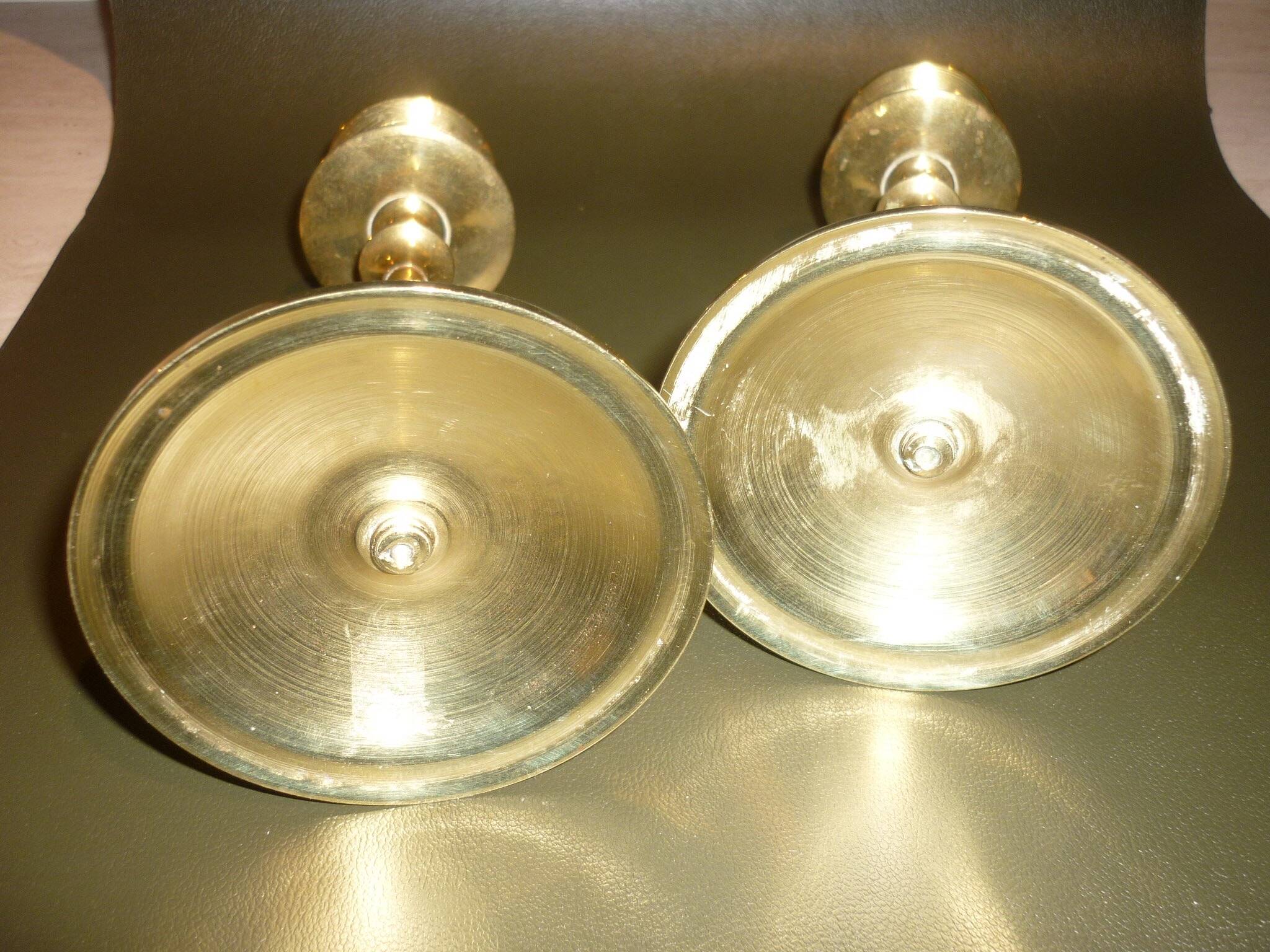 Pair of gilded brass candlesticks