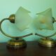 2 wall lights, opaline lampshade 1960/1970