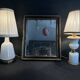 Lampe Napoléon III en opaline blanche aux étoiles dorées