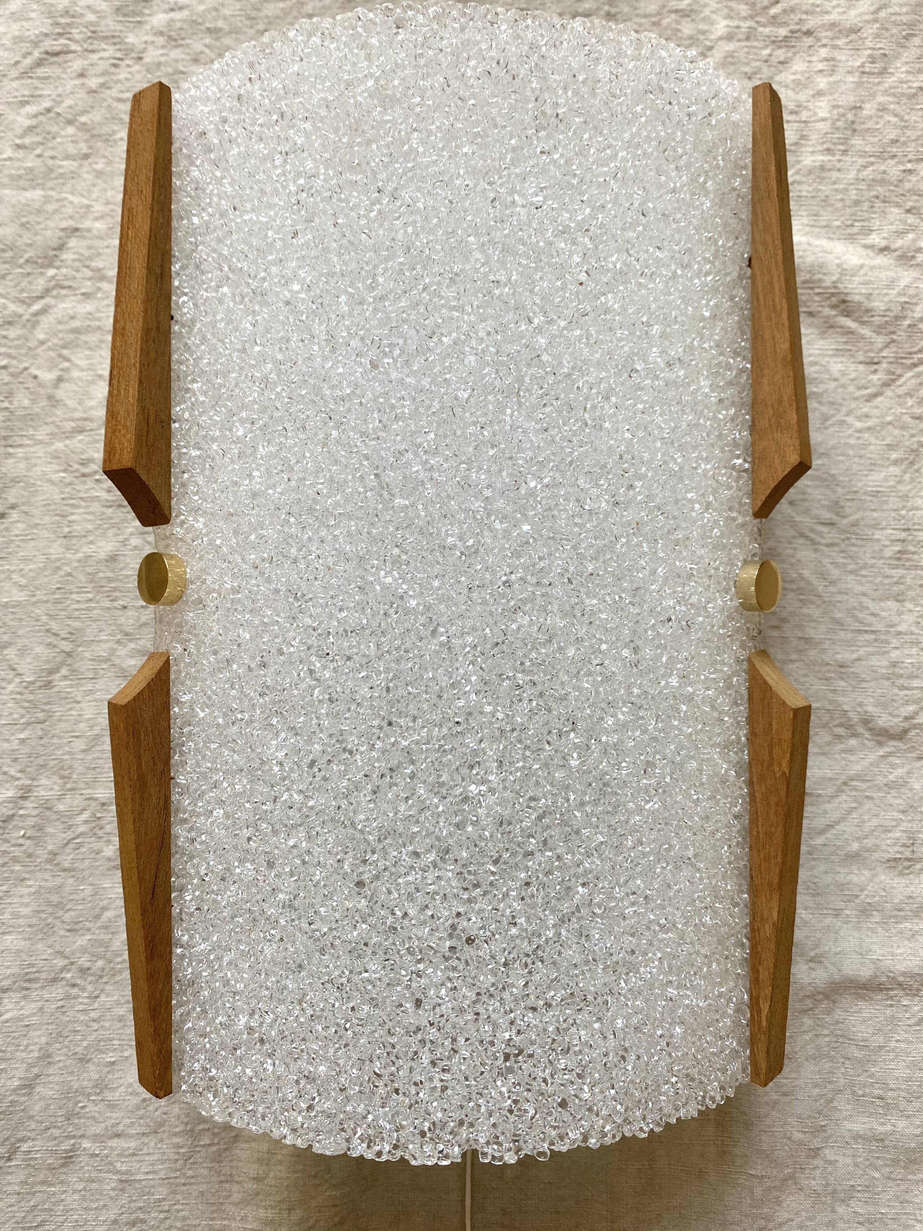 Vintage wall lamp perspex and wood