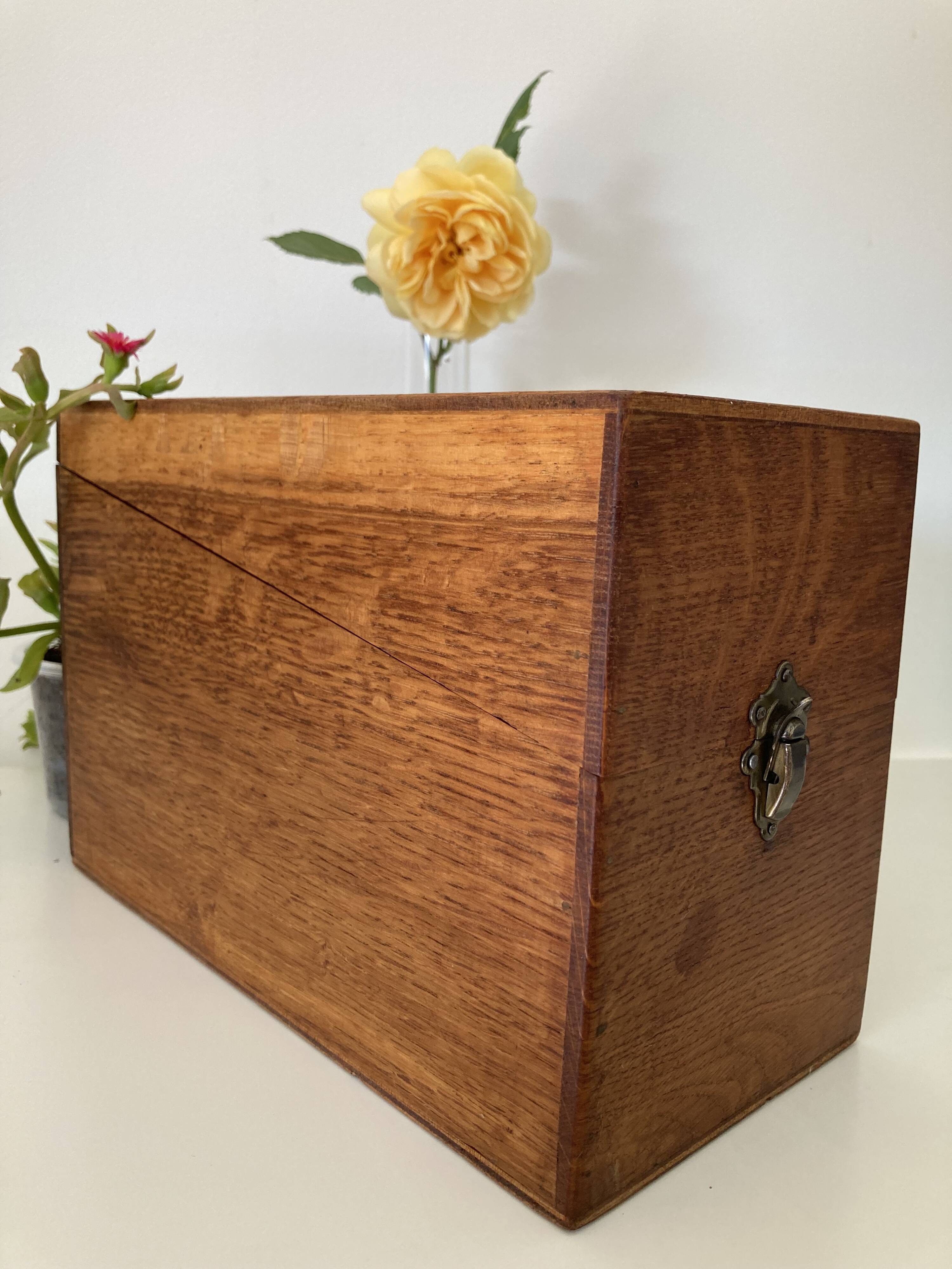Vintage wooden index card box