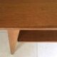Guéridon pieds compas 1950 en bois clair, desserte, table d'appoint