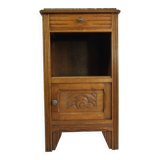 ART DECO OAK AND MARBLE BEDSIDE TABLE