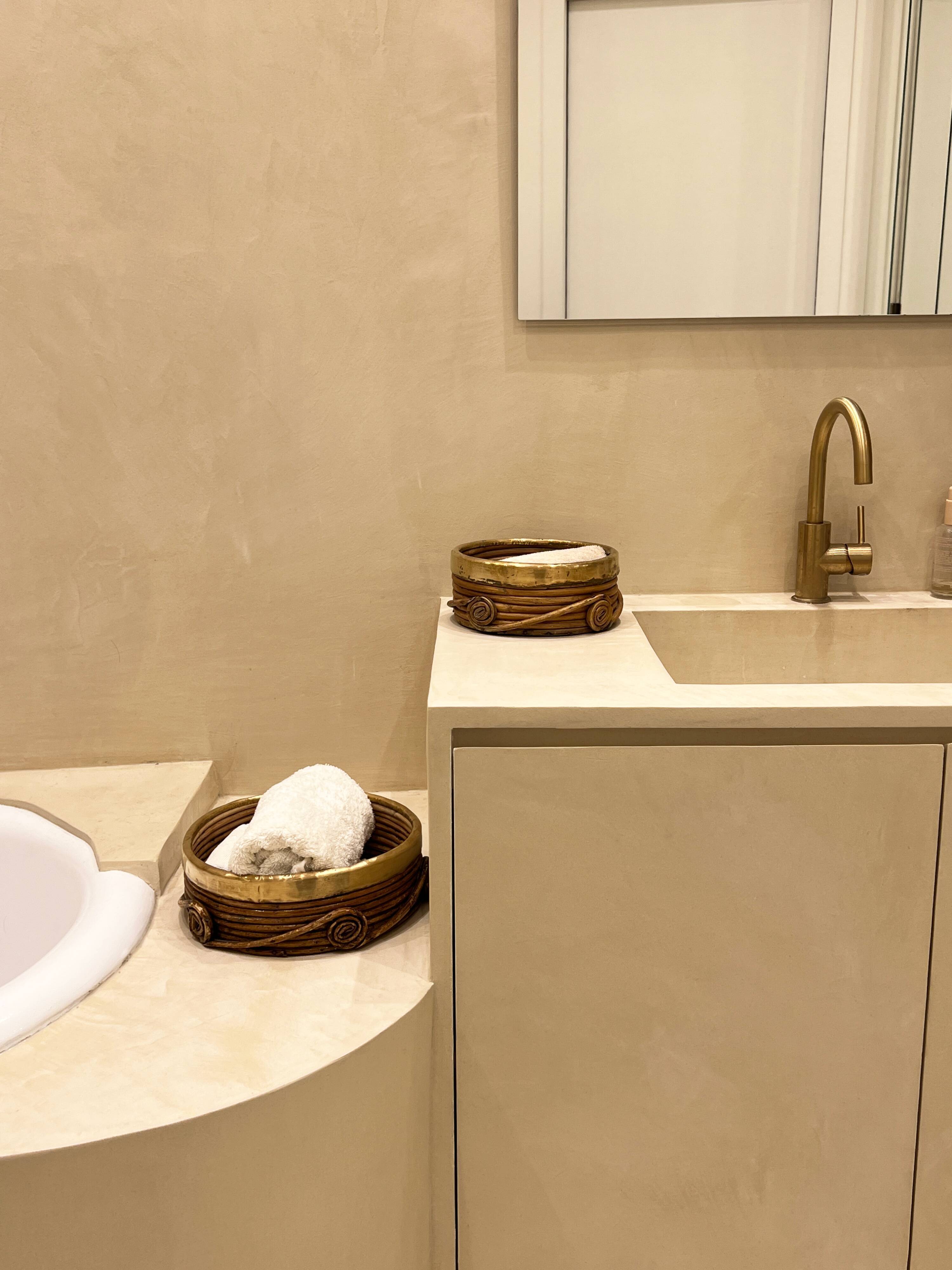 Bamboo and brass basket