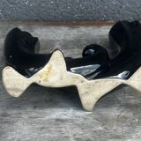 Vallauris Black Ceramic Candle Holder from the 50s