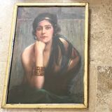 Marouflaged poster, glazed wooden frame