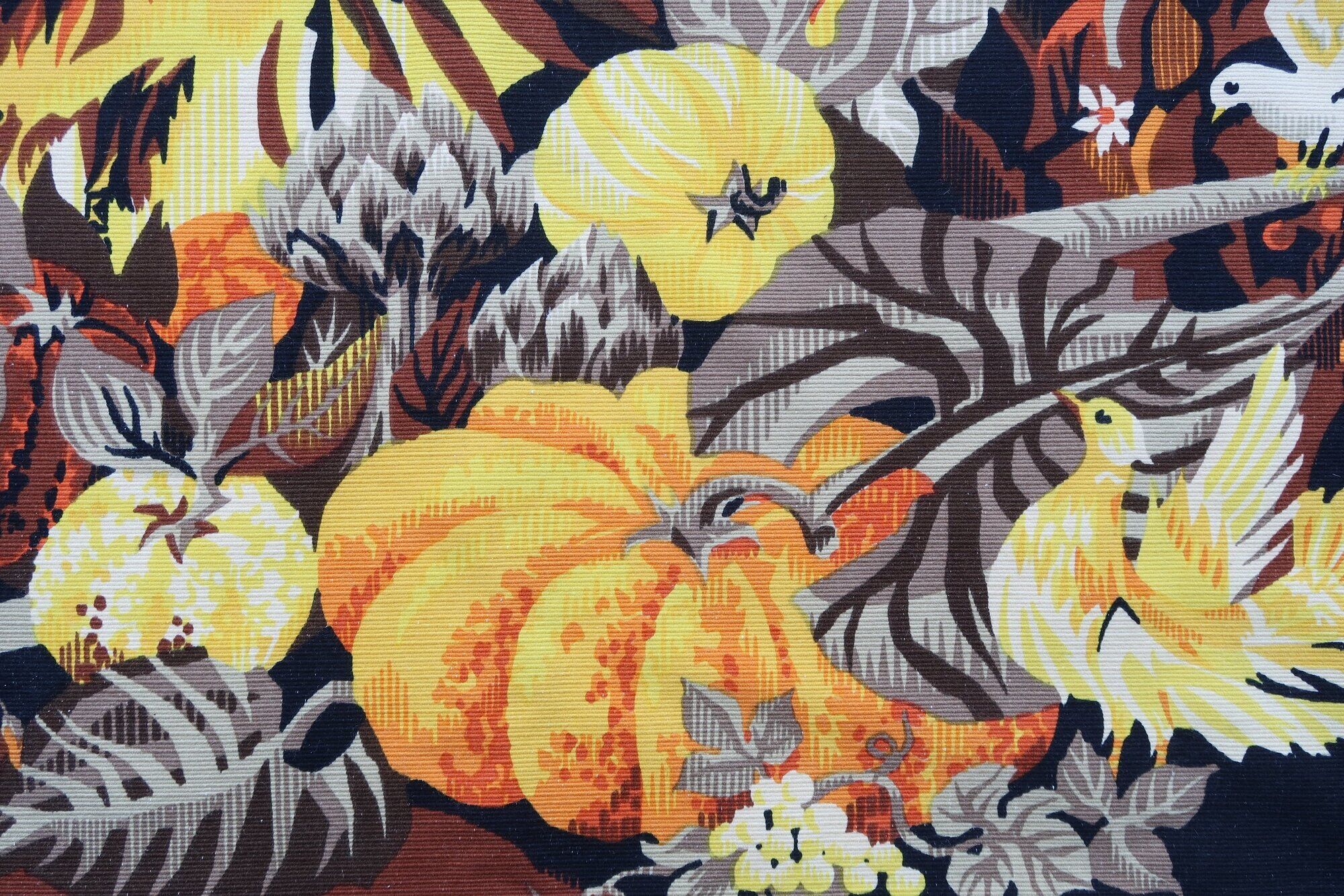 French tapestry Aubusson Robert Four Herve Lelong "Fruits de l'Ete" 1950