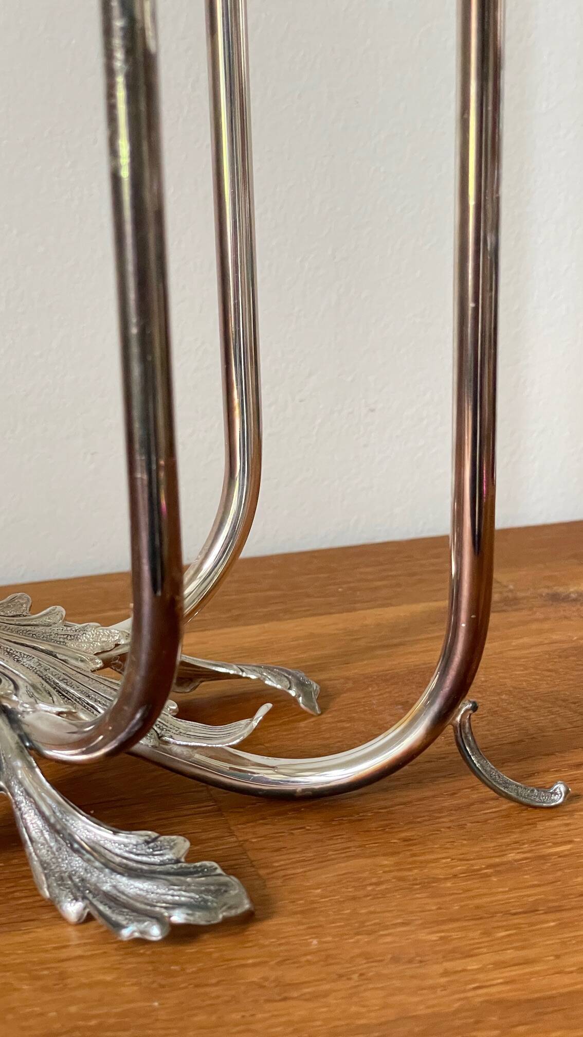 CANDLE HOLDER 3 Lights METAL Patinated Chrome