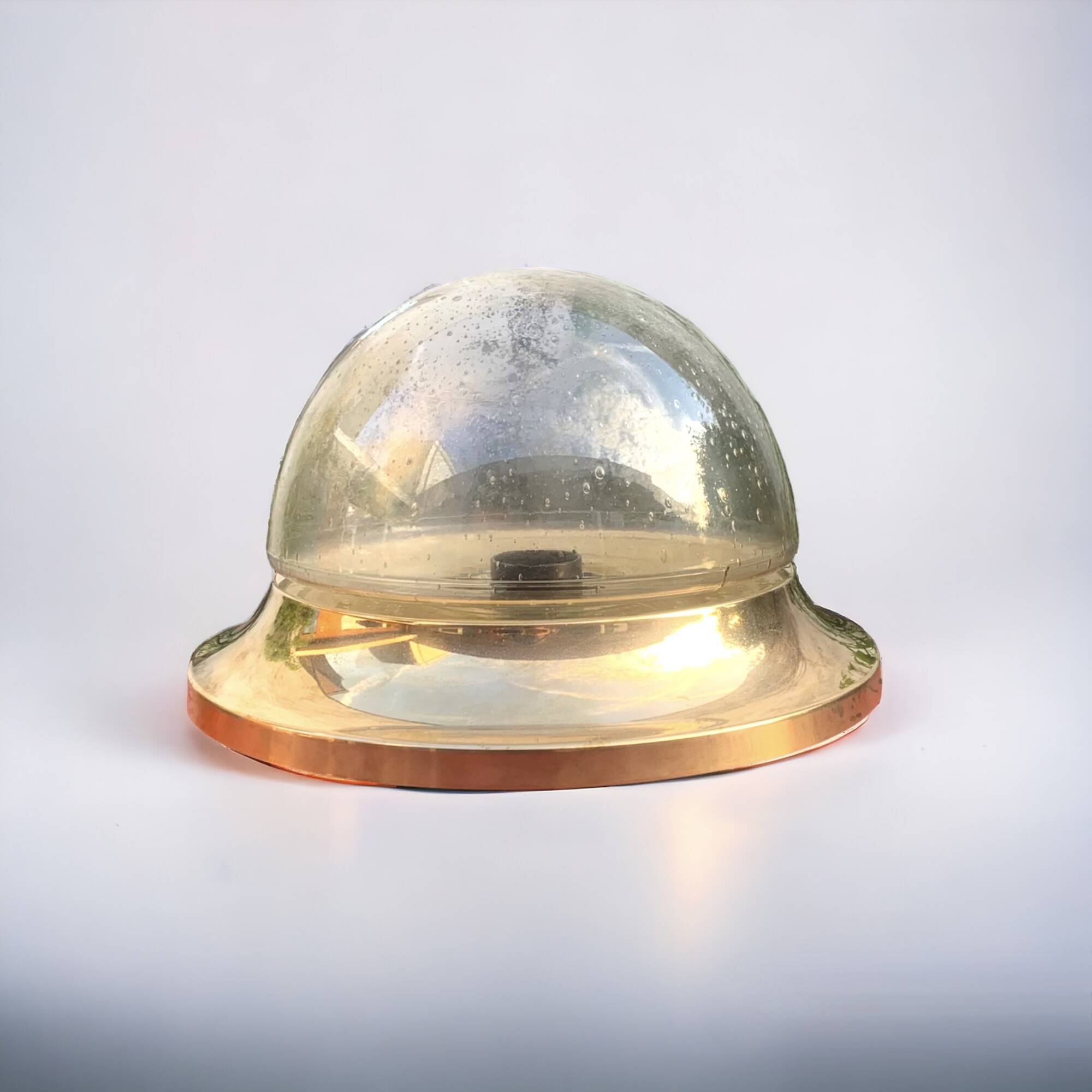Vintage ceiling light in brass and bubbled glass