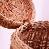 Vintage wicker laundry basket, 1970s, Czechoslovakia