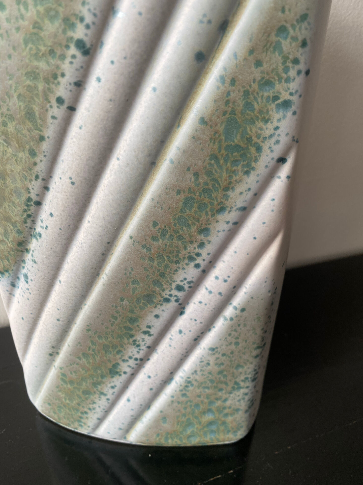 Large vintage vase numbered in pale green and white.