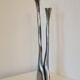 Pair of brutalist metal candlesticks in organic shape sleek design