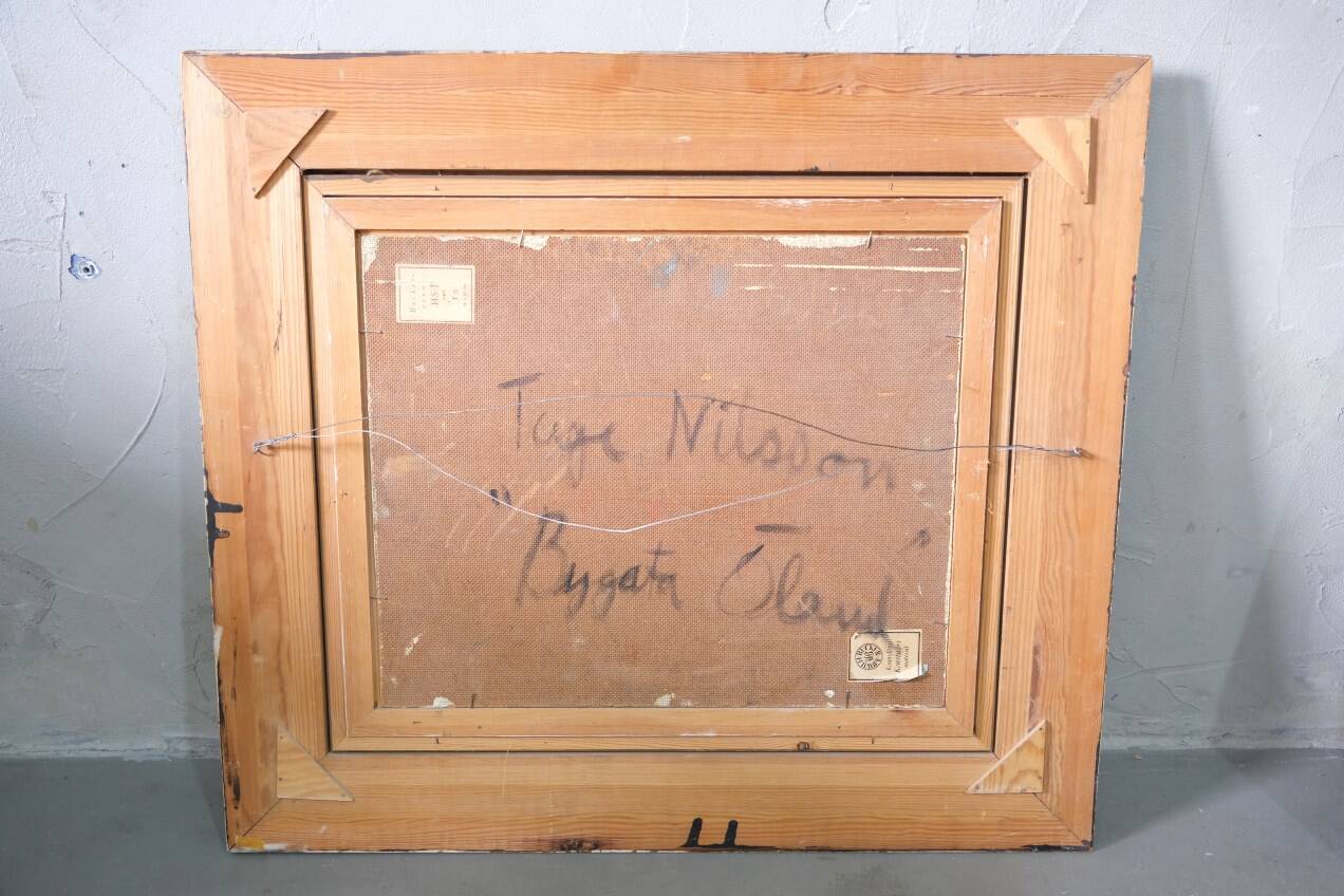 Tage Nilsson, Paysage moderne suédois, années 1960, Huile sur panneau, Encadré