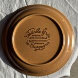 Set of 11 small dessert plates in brown-striped stoneware from Sarreguemines.