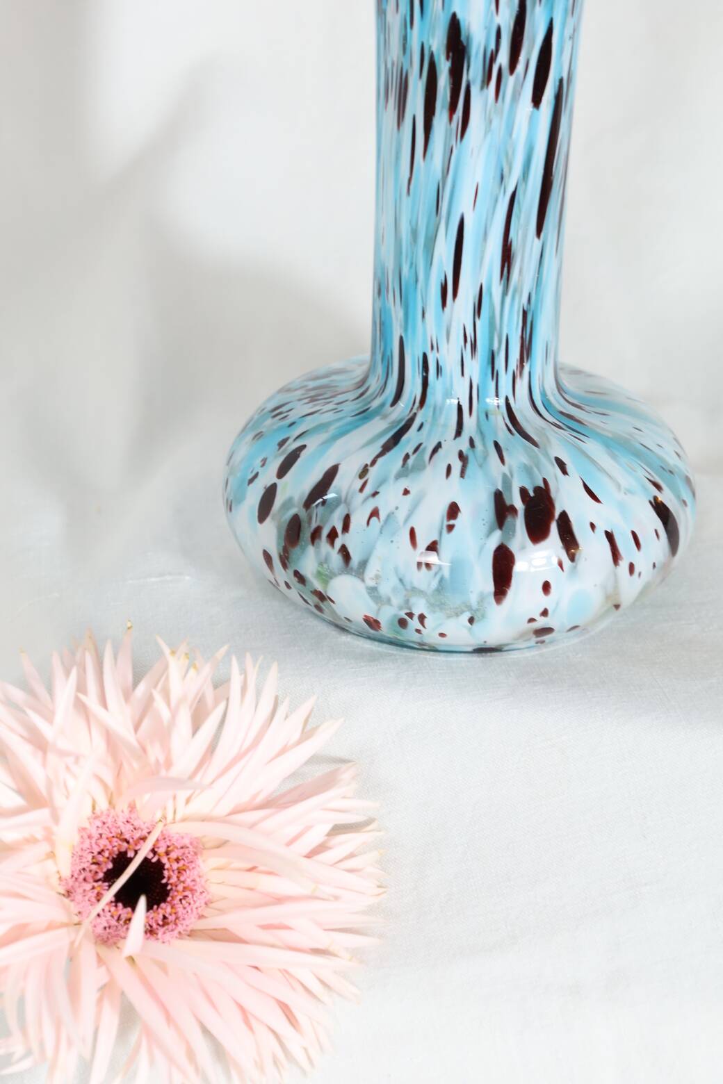 BLUE AND BROWN SPECKLED CLICHY GLASS VASE