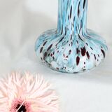 BLUE AND BROWN SPECKLED CLICHY GLASS VASE