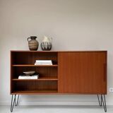 Vintage wooden sideboard with sliding door
