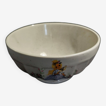 Vintage stoneware bowl childish decor 20th century