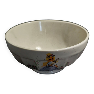 Vintage stoneware bowl childish decor 20th century