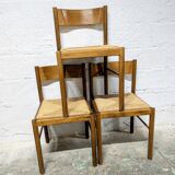 Pair of wooden and rope chairs