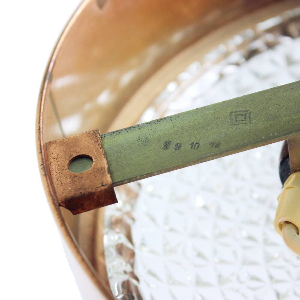 Copper And Bohemian Glass Ceiligh Lights, Czechoslovakia, 1970s