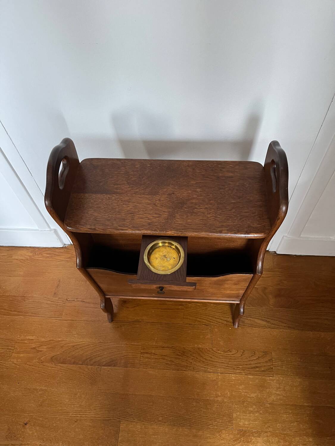 Vintage wooden end table magazine holder
