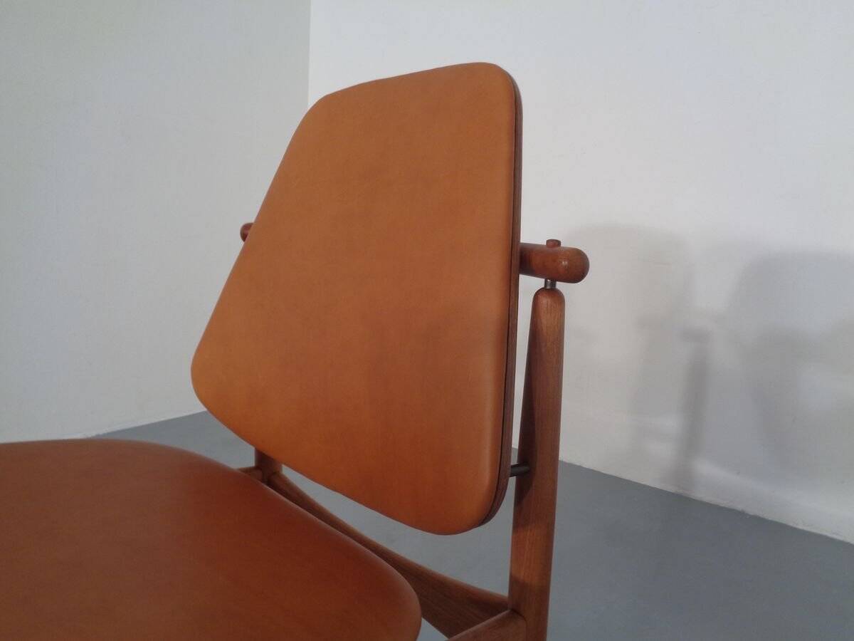 Teak and brass side chair by Arne Hovmand-Olsen for Mogens Kold, 1950s