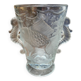 Art Deco crystal vase fish and hypocampes
