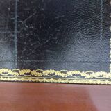 Desk, black leather top