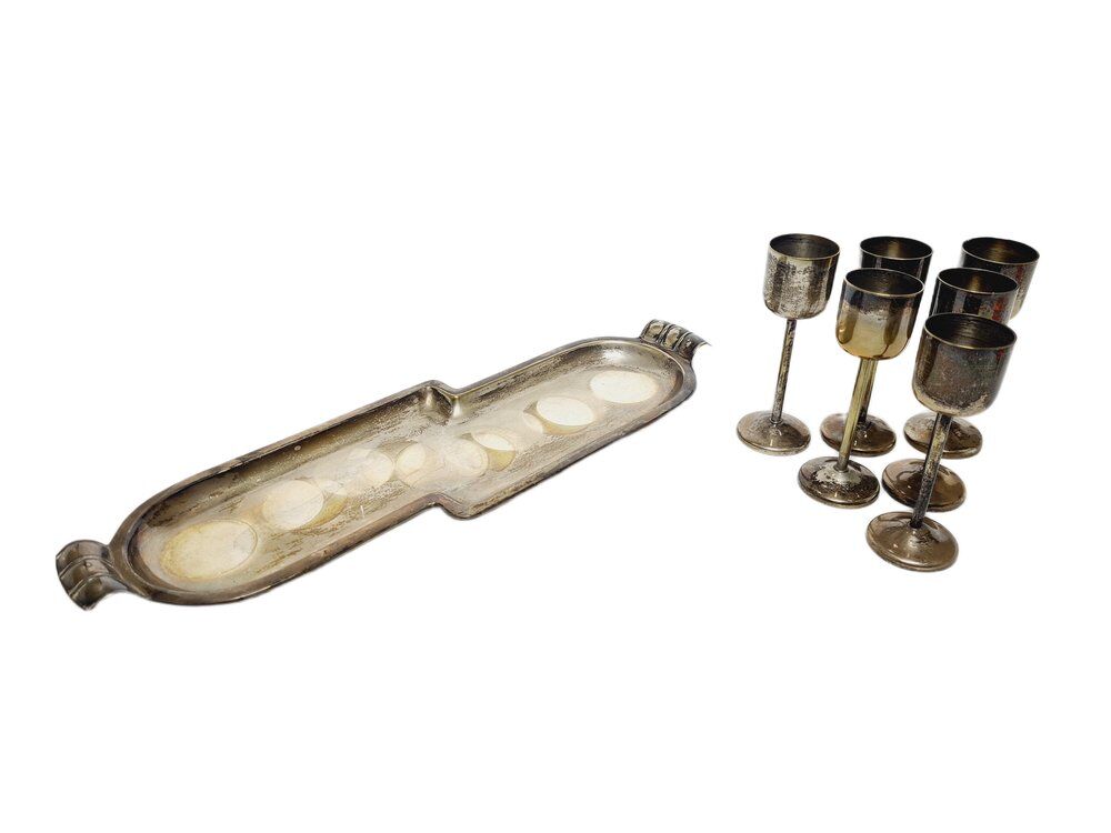 Ensemble de boissons Art Déco de Szandrik, Hongrie, années 1930, ensemble de 7 pièces.